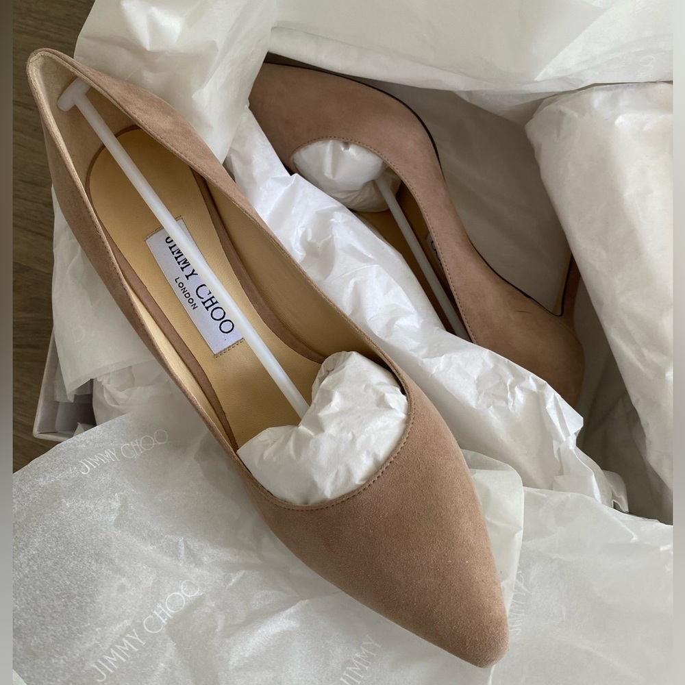 Jimmy Choo Romy 85 Suede Ballet Pink
